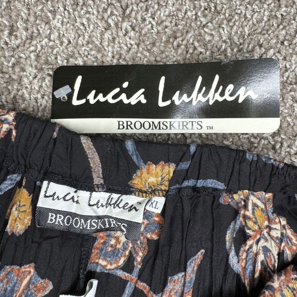 Vtg Broomskirt Maxi Skirt Womens XL Floral Boho Lucia Lukken USA - Picture 8 of 10